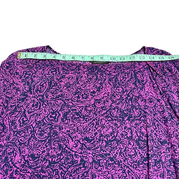 Banana Republic Women's Purple and Black Paisley & Floral Print Dress - Size L - Picture 6 of 13